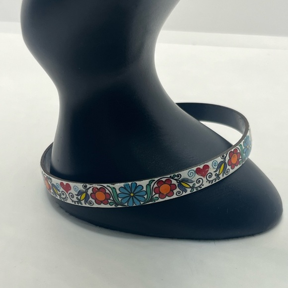Vintage Enamel painted Bangle Bracelet Handmade in
Austria Floral Art multicolor - Picture 13 of 14
